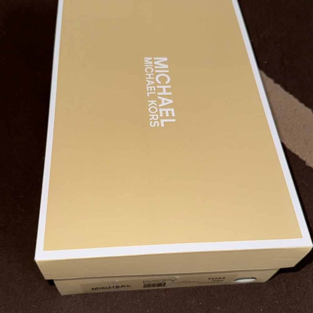 NIB Michael Kors Colleen Thong Embossed Leather Natural Sz 10 M - Picture 4 of 4